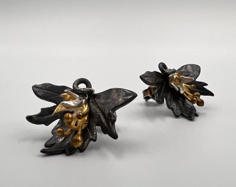 Pilemon and Baukis Story Gold And Silver Earrings, Greek Mythology Earring, Linden And Plane Tree Leaves Figures Silver Jewelry Gift For Her