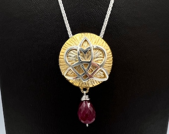 BRISINGAMEN Solid Gold And Silver Necklace Goddess Of Love Freya Sterling Silver Triquetra Necklace,Norse Mythology Celtic Knot Gift For Her