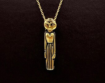 24 K Solid Gold Necklace, Offering To The Gods Gold Necklace Historical Ephesus City Female Votive Figure Pendant Greek Mythology Necklace