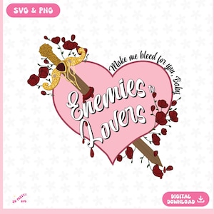 Enemies to Lovers Bookish PNG and SVG, Cute Trendy Bookish Design for Shirts, Stickers, Bookmarks, Keychains, Mugs and More - Commercial Use