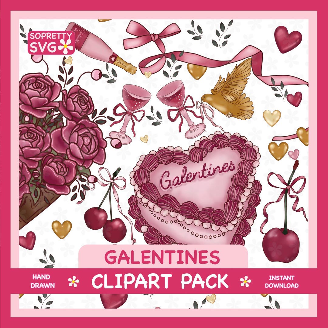 Galentine's Day Clipart Bundle - Valentines Clip Art - Hand Drawn Art ...