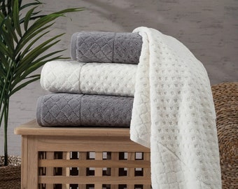 Delux Anchor Bathroom Set - 100% Cotton, Quick Drying, Eco-Friendly - 3-Piece Luxury Towel Set