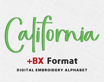 Californië lettertype borduurwerk alfabet 8 maten - formaten bx dst exp hus jef pes vp3 xxx machineborduurwerk direct downloaden