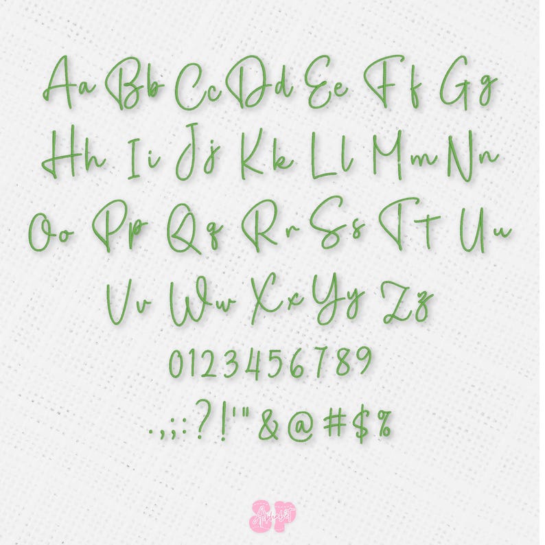 Fresh Leaf Script Font Embroidery Alphabet in 7 Sizes - Instant ...