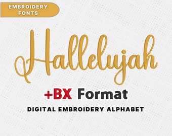 Borduurlettertypes BX, lettertype scriptborduurwerk, halleluja-lettertype, handschriftlettertype borduurwerk, machineborduurlettertypen BX, direct downloaden