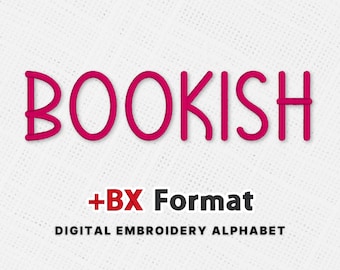 Bokliknande typsnittsbroderialfabet - BX-typsnitt, satinsöm i 5 storlekar