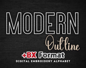 Duo Modern outline Font Embroidery Alphabet Monogram Sans and Script 7 Sizes Machine Designs BX PES + 8 Formats Included Instant Download