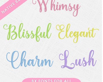 Lush Script Embroidery Font: BX, PES + 8 Formats (Instant Download)