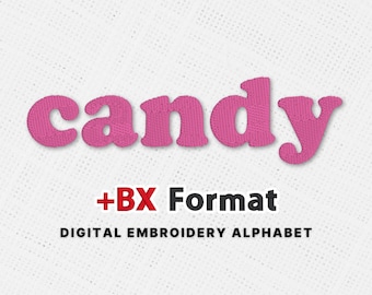 Candy-lettertype borduurwerkalfabet: vulsteek kleine letters (BX PES + 8 formaten) (digitale download)