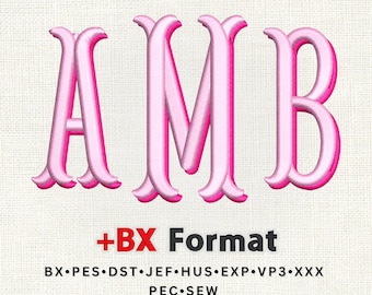 Fishtail Monogram Embroidery Font, Fishtail 2 Color Embroidery Font, Machine Embroidery Alphabet, BX, PES + 9 formats, Instant Download