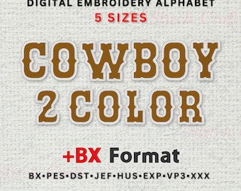 Lettertype cowboyborduurwerk: rustiek westers monogram (lettertype BX, 5 maten)