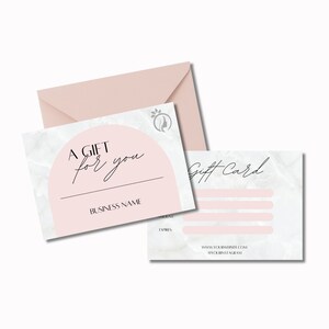 Chèque-cadeau pour salon de coiffure | carte-cadeau marbrée rose | Modifiable et imprimable | Design d'arche minimaliste moderne d'aspect professionnel | Bon cadeau