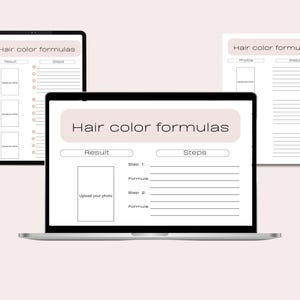 Formula per la colorazione dei capelli / Scheda cliente per ricette di colorazione / Modelli modificabili per saloni di bellezza / Modulo per parrucchieri stampabile / Tabella delle miscele per parrucchieri