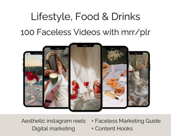 Faceless Reels Lifestyle, Food & Drinks | Aesthetic Coffee Reels Wine Videos | PLR MRR Reseller | Master Reseller Rights | Faceless Marketer