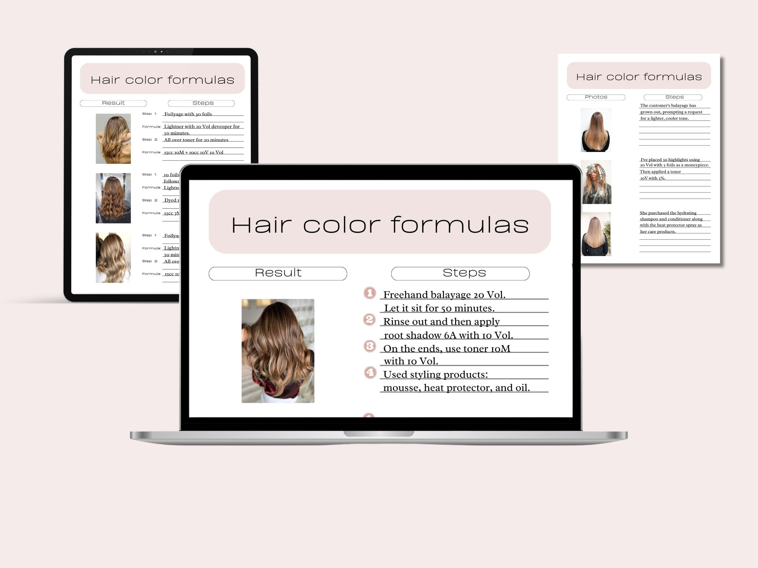Hair Color Formula Forms | Coloring Recipe Client Sheet | Editable ...