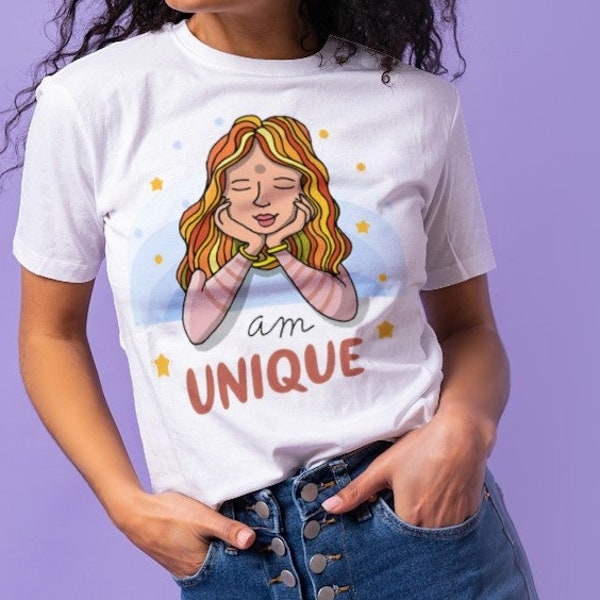 Wear Your Confidence: Women's 'I Am Unique' Shirt for Unapologetic Style, Organic cotton t-shirt