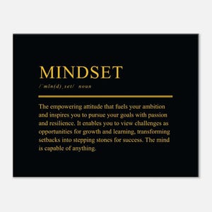 Mindset Definition Substantiv Inspiration Wand Kunst Leinwand Print Moderne Büro Dekoration Erfolg Mindset Landschaft Poster Power of Disciplin