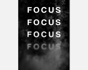 Focus Motivational Poster | Modern Office Decor, Success Mindset