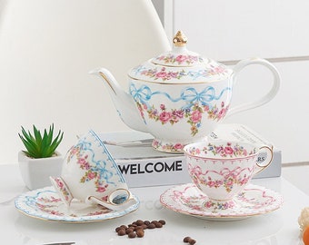 Handmade ceramic coffee set | Retro ceramic tea set | Ceramic coffee cup and saucer | French afternoon tea set | Tableware