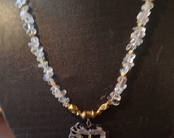 Geode Crystal (Pendant) and Rock Crystal Necklace