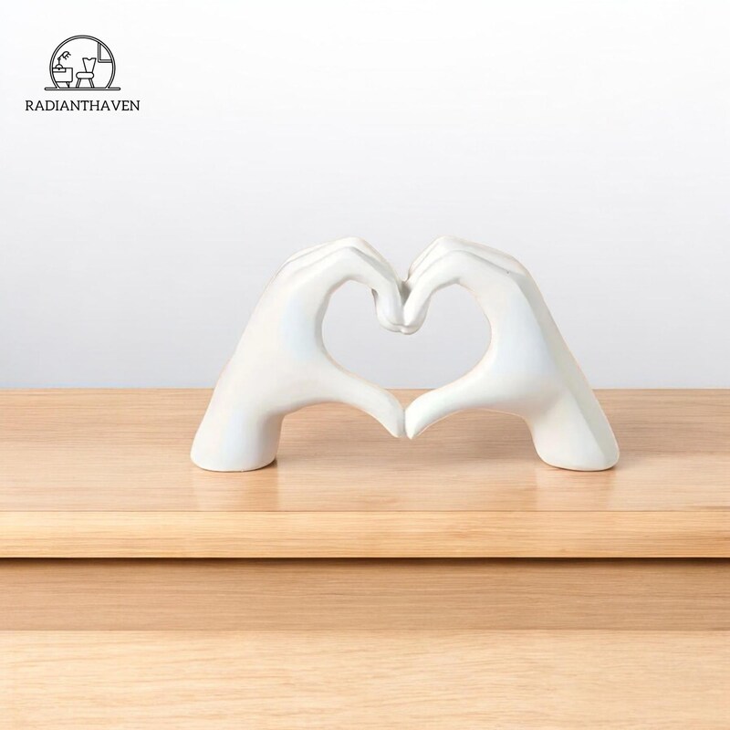White hand heart decoration, heart hand statue, love finger sculpture wedding decoration