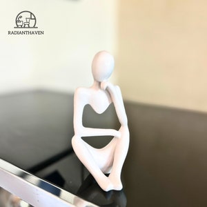 White Thinker Statue, Resin Figurine, Abstract Office Home Decoration, Home Decor, Modern Sculpture, Modern Minimalist Art