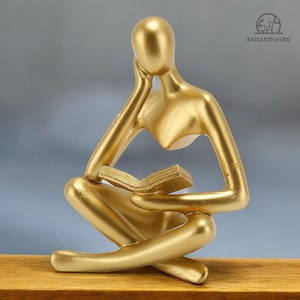 Thinker Reading Statue, Resin Figurine, Abstract Office Home Decoration, Home Decor, Modern Sculpture Minimalist Art