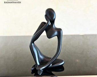 Schwarze Denker Statue, Harz Figur, Büro Dekoration, Wohn Dekor, Moderne Skulptur Minimalistische Kunst