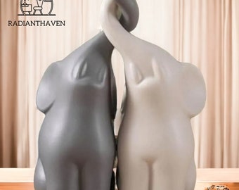 Lovely Ceramic Animal Decor: Abstract Double Elephant Shelf Ornaments, European Style Couples Statue, Unique Home Decorations