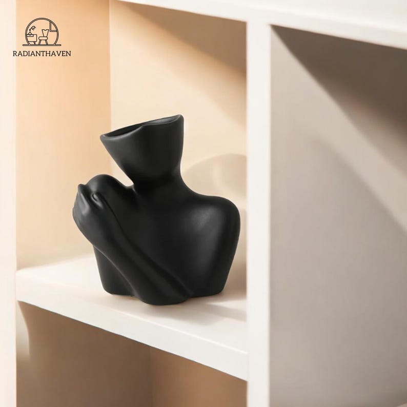 Ceramic Human Body Art Vase Cortaderia Selloana Flower Container for