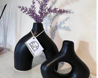 Modernes Minimalist Donut Blumenvasen-Set - Boho Neutral Dekor für Wohnzimmer, TV-Ständer & Restaurant Arrangement