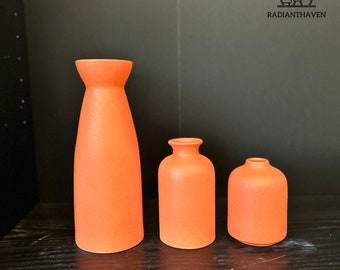 Keramik orange Vasen Set, Wohnzimmer Blumenschmuck, dekorative Knospe Vase, kreativer Mehrzweck Boho Planter