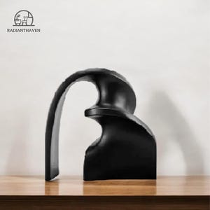 Luxury Black Abstract Art: Electroplated Ceramic Figurine for Home Decor & Office Decoration, Modern Minimalist Sculpture