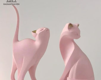 Delight for cat lovers: Set of modern resin cat figurines for home and office decor