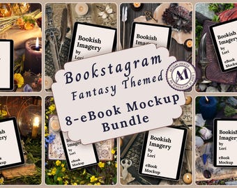 Fantasy Bookstagram Mockup Bundle, Romantasy Book Mockup Flatlay, Author Social Media Post Template, Book Review Post