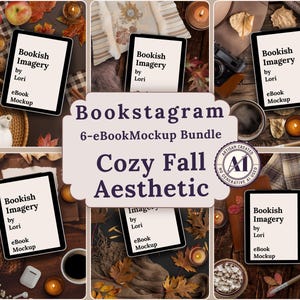 Cozy Fall Bookstagram Flatlay Book Mockup Bundle, Autumn  eBook Book Review Templates