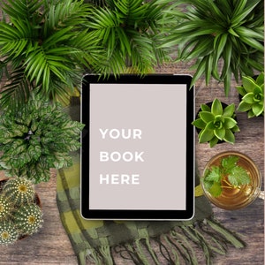 Cozy Aesthetic Book Mockup, Kindle eBook Flatlay, Author Pre-Made Social Media Flat Lay, Bookstagram Mockup,