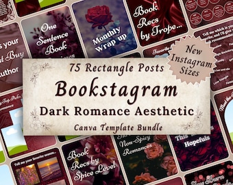Dark Romance Bookstagram Template Bundle, Bookish Editable Instagram Canva Template Carousel Posts, Author Social Media Book Review
