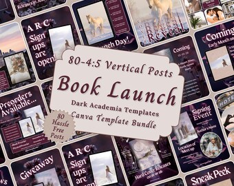 Dark Academia Book Launch Bookstagram Templates, Dark Romance Author Instagram Social Media Marketing Post