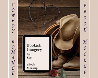 Cowboy Romance Bookstagram Flatlay Mockup, Western Aesthetic eBook Mockup, Author Social Media Book Mockup,  Bookish Instagram Template