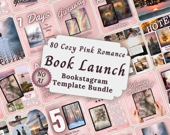Soft Pink Aesthetic Book Launch Bookstagram Templates Bundle, Bookish Editable Marketing Carousels, Author Social Media Book Promotion Post
