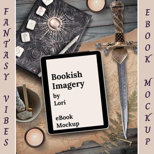 Romantasy Bookstagram Flatlay eBook Mockup Template, Epic Romance Author Social Media Book Launch Post, Dark Fantasy Book Review Flat lay