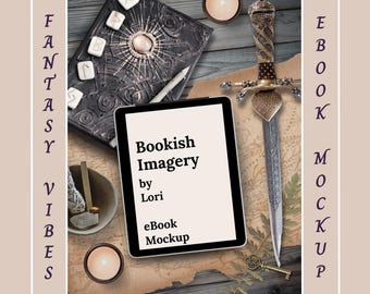 Romantasy Bookstagram Flatlay eBook Mockup Template, Epic Romance Author Social Media Book Launch Post, Dark Fantasy Book Review Flat lay