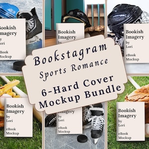 Bundle de maquettes à plat de livre Baseball Romance à couverture rigide, lancement de livre d&#39;éditeur de hockey esthétique, article de nouvelle version pour les médias sociaux de l&#39;auteur sportif
