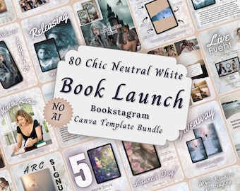Cozy Neutral Book Launch Bookstagram Templates Bundle, Bookish Editable Marketing Carousels, Author Social Media Book Promotion Posts