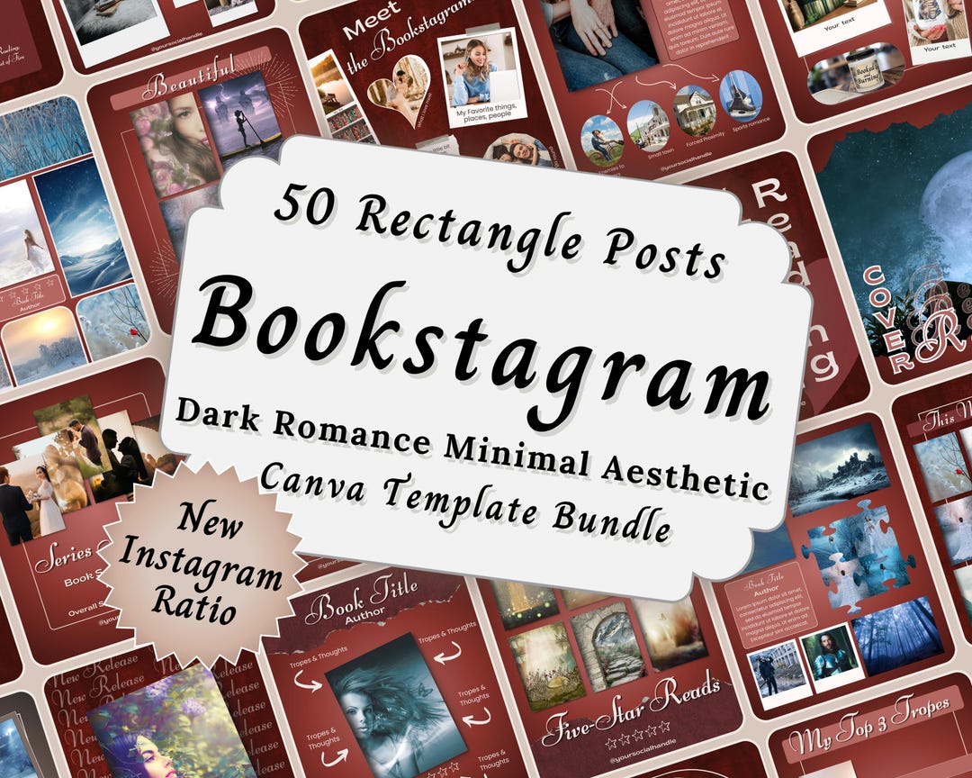 Bookstagram Template Dark Romance Bundle, Editable Instagram Bookish
