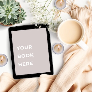 Makieta e-booka Romance, estetyczna boho KDP FlatLay Makieta, stylizowany szablon książki Bookstagram, autor Social Media Instagram Layflat