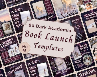 Dark Academia Book Launch Bookstagram Templates, Dark Romance Author Instagram Social Media Marketing Carousel Posts