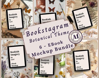 Cozy Botanical Bookstagram Flatlay eBook Mockup Bundle, Neutral Boho Flat Lay Book Review Post, Romance Author Social Media Book Launch