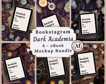 Dark Academia Bookstagram Flatlay Book Mockup-bundel, Dark Romance Social Media eBook Flatlay Mockup